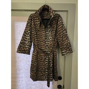 Samuel Dong Jacket Belted Trench Brown Animal Print